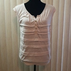 LOFT Ann Taylor Cream Short Sleeve Layered Shirt